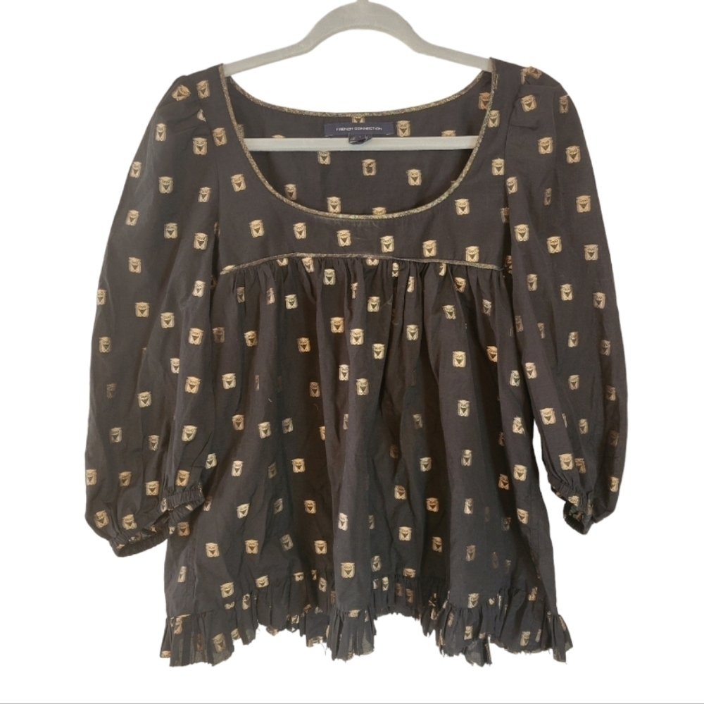 French Connection Peasant Blouse‎ Top Size 4